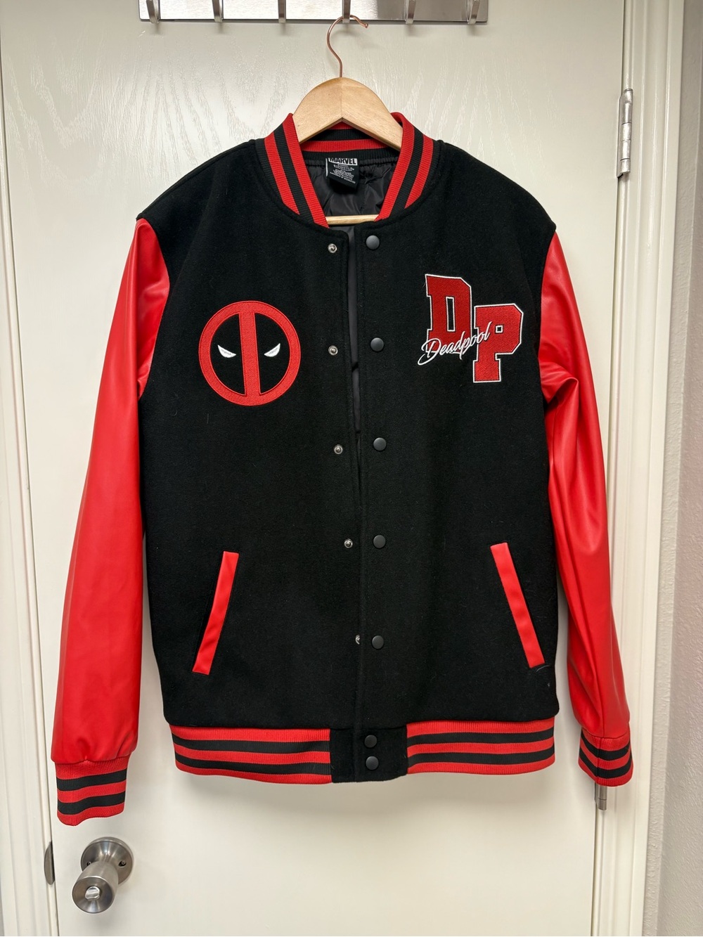 Marvel Black & Red Deadpool Letterman Jacket